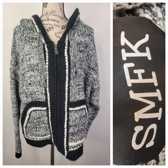 SMFK Hoodie Womens Small Zip Up Oversized Heavy Cotton Designer Streetwear - Picture 1 of 13